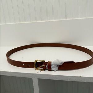 Frye Brown Leather Belt with Gold Buckle